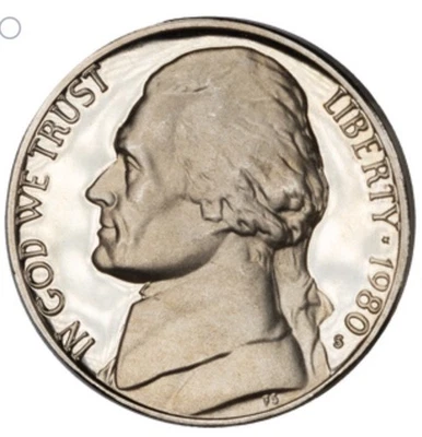 1980-S 5 Full Steps Jefferson Nickel Choice Proof Fast Shipping - Image 1 of 4