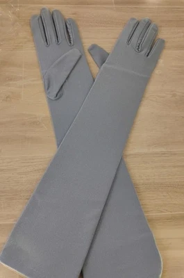 Guantes de satén mate por encima del codo azules largos formales baño disfraces regreso a casa Foto 1 de 4