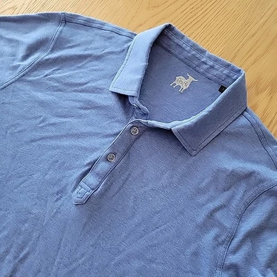 Raffi Cotton Short Sleeve Collared Golf Polo Shirt Size Large Blue Lightweight - Imagem 1 de 4