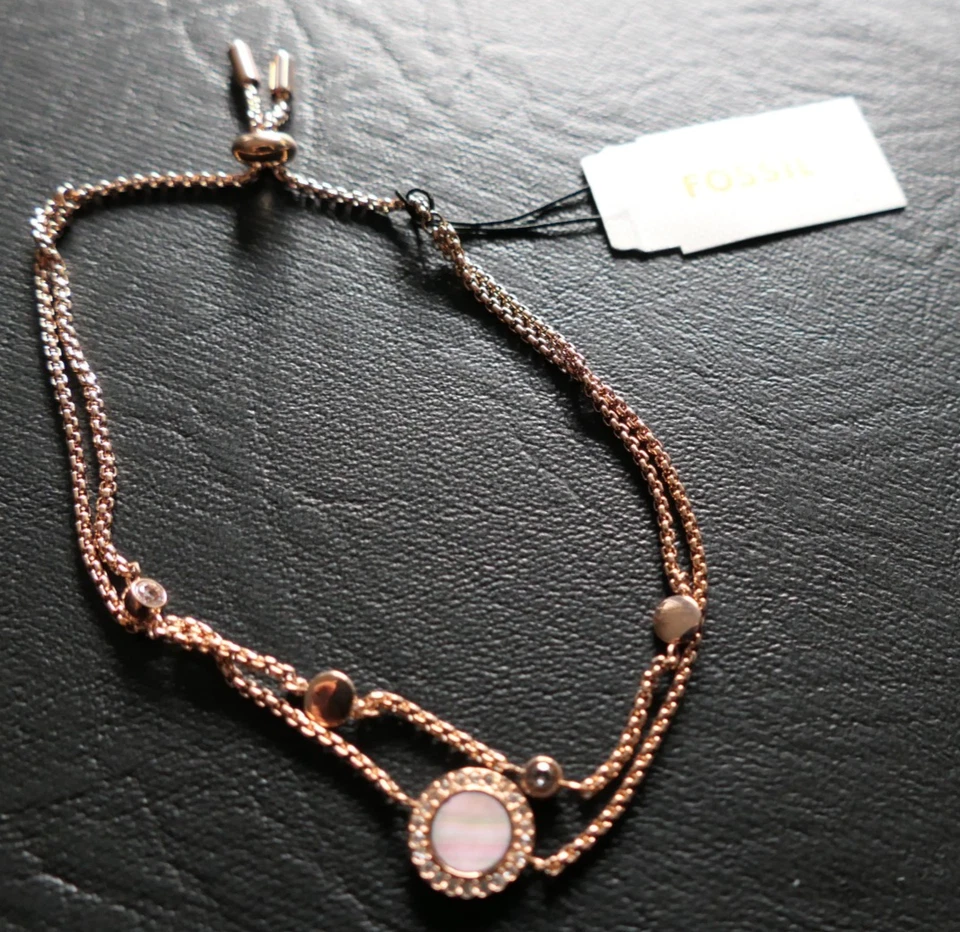 Fossil Armband Rosegold mit Anhänger ,Doppelkette bis 21 cm lang/NEU - Bild 1 von 4