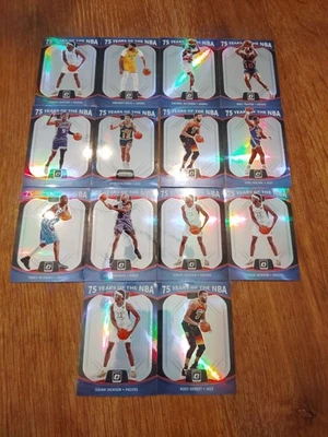 LOTE DE 14 TARJETAS DE BALONCESTO PANINI Optic 2021-22 75 años de insertos nba prizm Foto 1 de 2