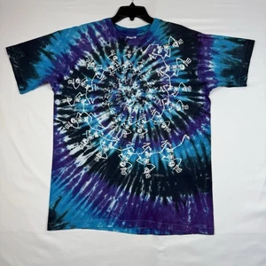 Grateful Dead Vintage TShirt 90s Dancing Skeletons Tie Dye Liquid Blue Size XL - Picture 1 of 10