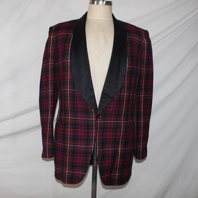 Chaqueta Esmoquin Tartán A Cuadros De Colección Años 70 Para Hombre A Medida Fiesta Navidad Cena Rojo Verde Foto 1 de 4