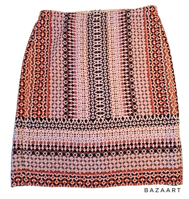 J Crew Black Lable Geometric Multicolor Pencil Skirt Size 4 Career Casual  Foto 1 de 4