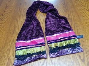 NEW Bondi Beach Bag Velvety Patchwork Scarf Burgundy Sequin Ruffles Leather Like - Picture 1 of 2