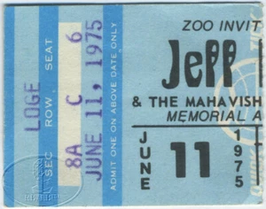 JEFF BECK Mahavishnu Orchestra 1975 Concert Ticket Stub Dallas Memorial - Foto 1 di 1