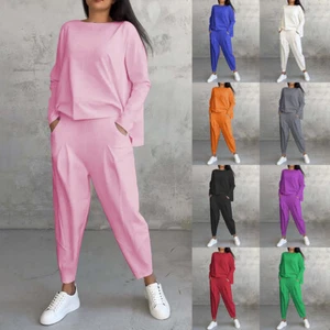 Women Tracksuits Set Loose Top+Pants Lounge Wear Ladies Casual Suit Loungewear - Picture 1 of 25