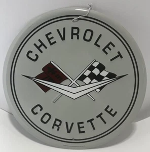 VTG Four & One Imports Chevy Corvette Embossed 12” Round Metal Garage Sign - Picture 1 of 5
