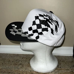De colección Nuevo de Lote Antiguo Blanco Nissun Bandera a Cuadros Negro Blanco Sombrero de Carreras SnapBack - Imagen 1 de 13