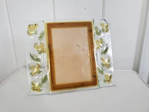 Yellow And Green Flower Glass Picture Frame 4 X 6 Photo - Picture 1 of 3