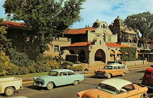 Alvarardo Hotel Vtg Cars Street Scene Albuquerque,NM Vtg 1950's Petley Postcard - Picture 1 of 2
