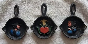 Vintage 3pc Set Cast Iron Skillet PA Dutch Mini Fry Pans Decorative Set - Picture 1 of 7