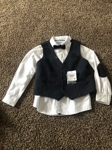 Mayoral Boys 3pc Set Formalwear Vest Bow tie Patchwork Elbow Button Down Sz 6 - Picture 1 of 13