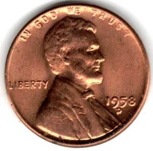 Centavo Lincoln 1958 D en estado brillante sin circular ~ FOTO DE STOCK stk 19 - Imagen 1 de 2