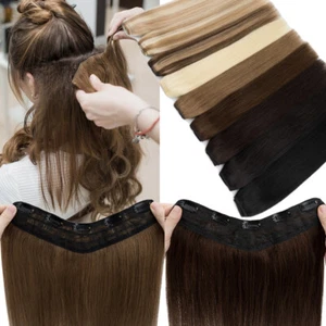 One Piece Russian Remy Clip In 100% Human Hair Extensions Thick Full Head U-Part - Picture 1 of 26