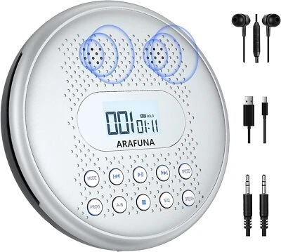 ARAFUNA Portable CD Player with Built in Speakers Rechargeable Battery Anti Skip