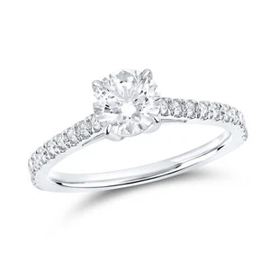 14k White Gold 1.25 CTW Lab Created Diamond solitaire Ring; Women - Picture 1 of 8