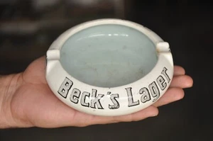 Bandeja de ceniza redonda de cerámica vintage Beck's Lager Beer Ad, Alemania - Imagen 1 de 7