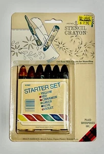 Vintage Schablone Buntstifte Ölbasis Wachs Starterset 6 Farben kariert Enterprises - Bild 1 von 2