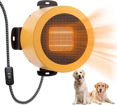 TURBRO Neighborhood Dog House Heater 400W, Wall Mount 10ft Anti Bite Cord,Yellow - Image 1 of 4