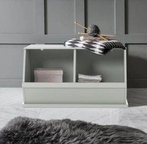 Storage Chest Wooden Storage Bench Blanket Storage Box Toy Chest Trunk - Grey - Picture 1 of 7