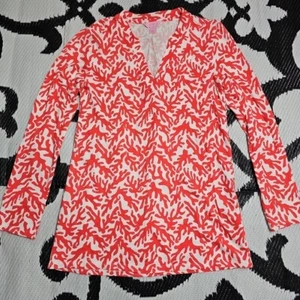Lilly Pulitzer Womens Size Small Coral Red Odette Tunic Long Sleeve Top - Picture 1 of 5