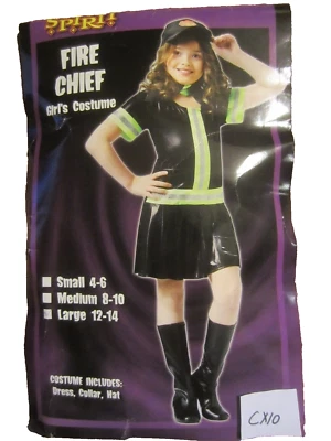 Vestido Disfraz de Halloween Fire Chief Spirit Negro Niña Talla Grande 12-14 CX10 Foto 1 de 4