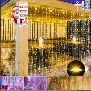 3M LED Curtain String Lights Fairy Decor Christmas Party Garland Waterfall Light - Picture 1 of 20