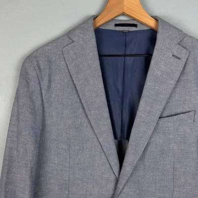 Chaqueta Blazer Jos A Bank 1905 Para Hombre 40 R Azul Claro Mezcla de Lino Sin Estructura Foto 1 de 4