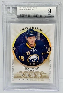 2015-16 Black Diamond JACK EICHEL Rookie Quad Diamond Relics /99 RC BGS 9 - Picture 1 of 2