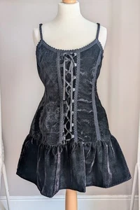Reclaimed Vintage Black Velvet Corset Dress With Dropped Waist Size 10 - Picture 1 of 4