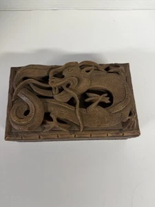 Mid Century Modern geschnitzte Holzschatulle — Monster/Meeresschlange/Drache - Bild 1 von 7