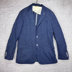 Canali W0126 Men’s Tech Blazer Jacket Pique Blue 100% Cotton Italy Size 50 - Picture 1 of 10