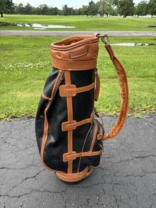 Vintage Daiwa Coach Collection Black / Brown Leather 6 Way Golf Bag - Picture 1 of 12