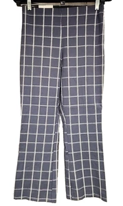 A New Day NWT Women's 6R Blue Check Cropped Kick Flare High Rise Pull-On Pants - Picture 1 of 7