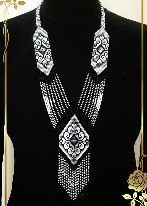 Handmade Seed Bead Necklace American Style Necklace Boho Beaded Necklace earring Foto 1 de 1