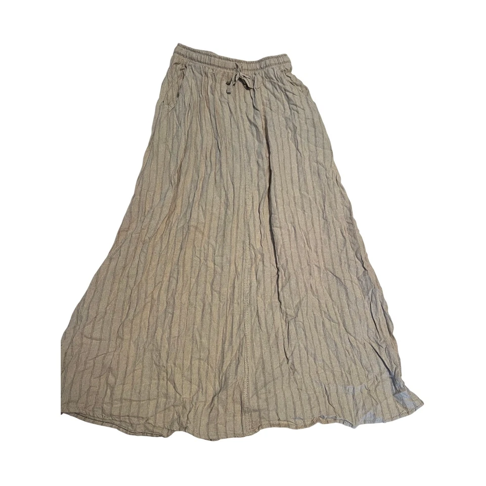 Maxi Falda MAX STUDIO LONDON Rayas Cordón Cintura Mezcla Lino Beige XS Foto 1 de 4