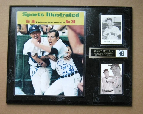 1968 Denny McLain MVP & Cy Young Awards SI Photo Plaque with Al Kaline ! Cover