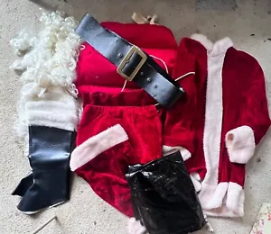 Disfraz de terciopelo de Papá Noel vintage 12 piezas - Imagen 1 de 10