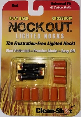 NockOut Lighted Nocks Crossbow Flatback Universal Fit Red 3 Pack - Image 1 of 4