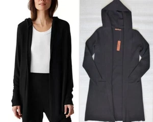 NWT BELLDINI Black Hooded Open Front Cardigan with pockets Size S - Picture 1 of 12