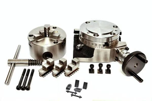 4"/ 100mm Rotary Table With Mounted 3 Jaw Chuck - Picture 1 of 1