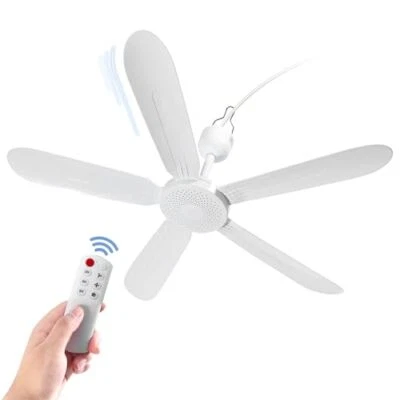 MENGNESSLY 28" Inch Ceiling Fan Ac 110v/dc 12v Indoor Outdoor Gazebo Electric Fans For Tent