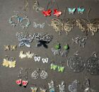 LOT OF 20 MATCHED BUTTERFLY POST AND DAMGLE EARRINGS COSTUME JEWELRY LOT #1
