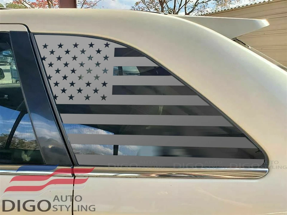 Adesivo preto pré-cortado compatível com Ford Edge 2007-2014 quarto janela bandeira americana - Imagem 1 de 3