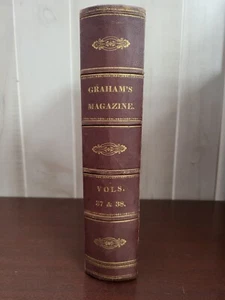 Antique Book - Graham's Magazine Vols 37 & 38 June 1850 to Jan 1851 with Lithos - Picture 1 of 12