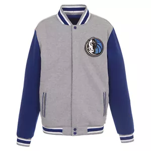 NBA Dallas Mavericks Reversible Full Snap Fleece Jacket JHD 2 Front Logos - Picture 1 of 5