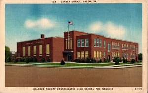 Vintage Leinen Postkarte Roanoke County High School Schnitzerschule Salem VA - Bild 1 von 2