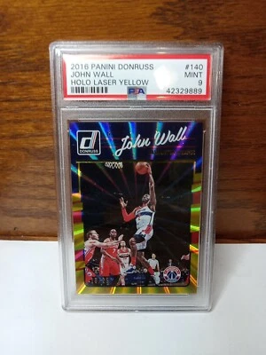 JOHN WALL 2017 Panini Donruss HOLO 黄色激光器 18/25 #140 PSA 9 完好 — 第 1/2 张图片