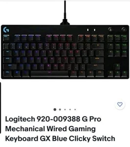 Logitech 920-009388 G Pro Mechanical Wired Gaming Keyboard GX Blue Clicky Switch - Picture 1 of 1